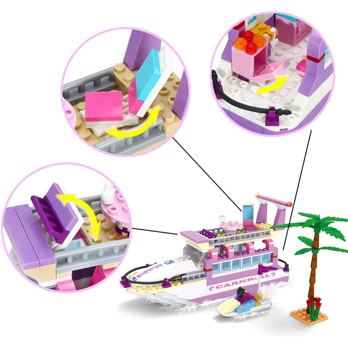 BRICK STORY Dream Girls Cruise Ship Building Toy Creative Friends Yacht Building Set 318 Pieces Girls Boat Building Kit Christmas Birthday Gift Ages 6-12