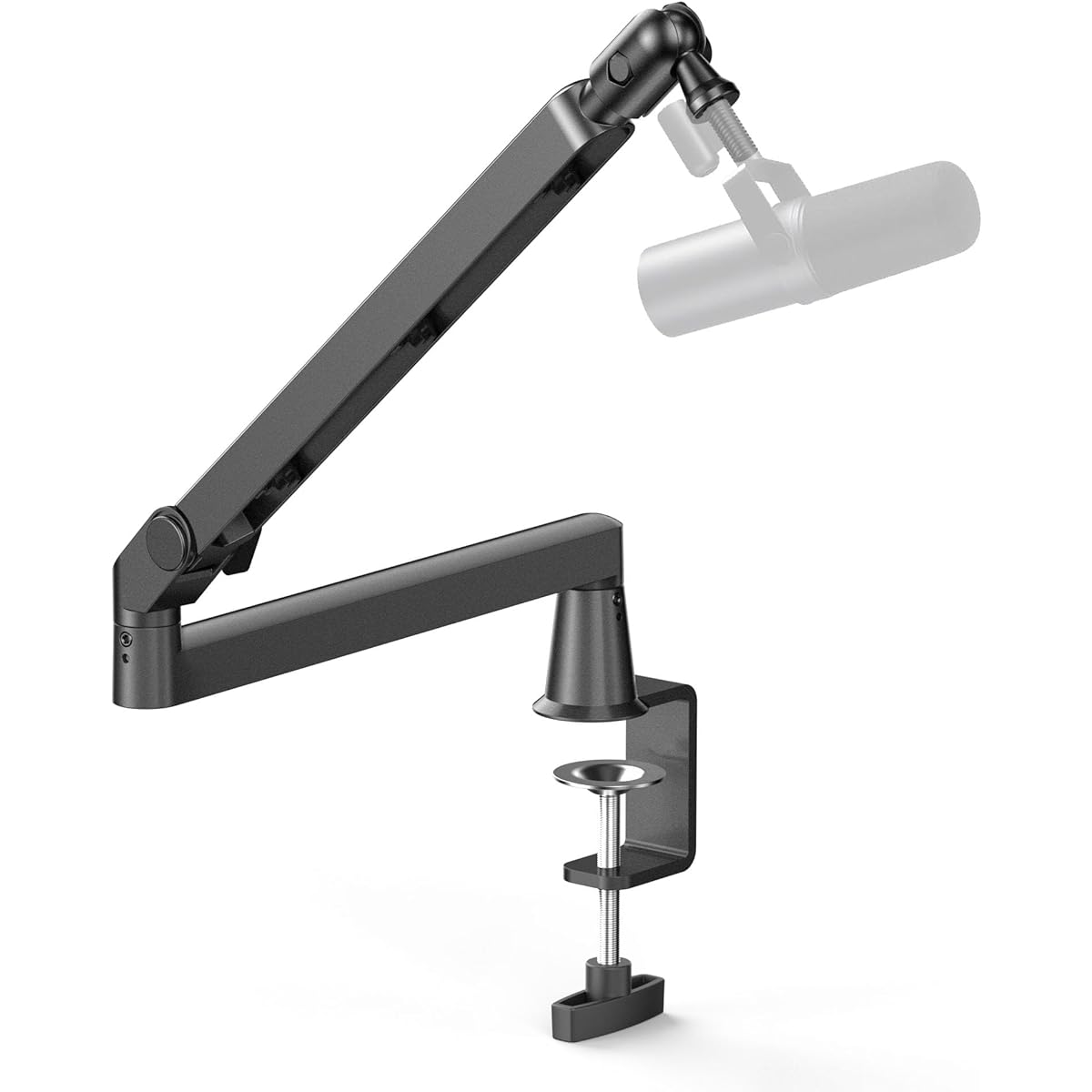 Aisryntek Microphone Boom Arm Low Profile Mic Stand 360 Degree Rotation Cable Management with Mic Clip 3/8" to 5/8" & 1/4" Adapter for Blue Yeti HyperX QuadCast Shure Elago
