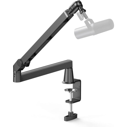 Aisryntek Microphone Boom Arm Low Profile Mic Stand 360 Degree Rotation Cable Management with Mic Clip 3/8" to 5/8" & 1/4" Adapter for Blue Yeti HyperX QuadCast Shure Elago