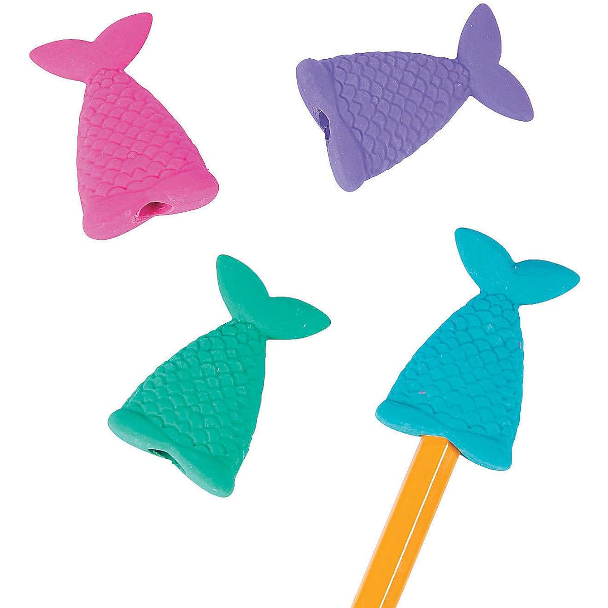 Mermaid Tail Eraser Pencil Topper Birthday Party Favors Classroom Stationery Handout 24 Pieces