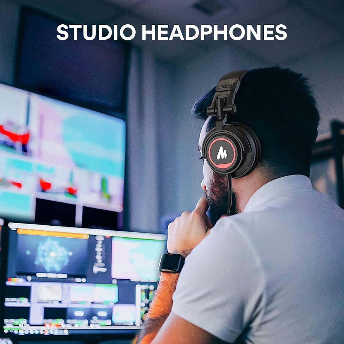 r Headphones, Wired Over-Ear Headphones, DJ Headphones, Closed Type, Soundproof, Foldable, Equipped with 50mm Diameter Drivers, 3.5mm/6.35mm Plugs, Compatible with PCs, Laptops, Smartphones, Tablets, Mixing, Megaphones, Instrument Practice, etc. AU-MH501
