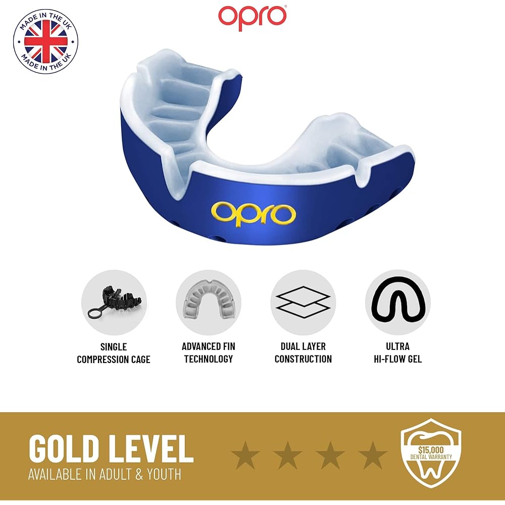 OPRO Mouthguard [Self-Fit/Gold Level] Sports Mouthpiece Made in England [Official Store] (For Children/Black & Gold)