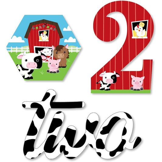 2nd Birthday Farm Animals - DIY Barn Garden 2nd Birthday Party Cutouts - 24 Pieces