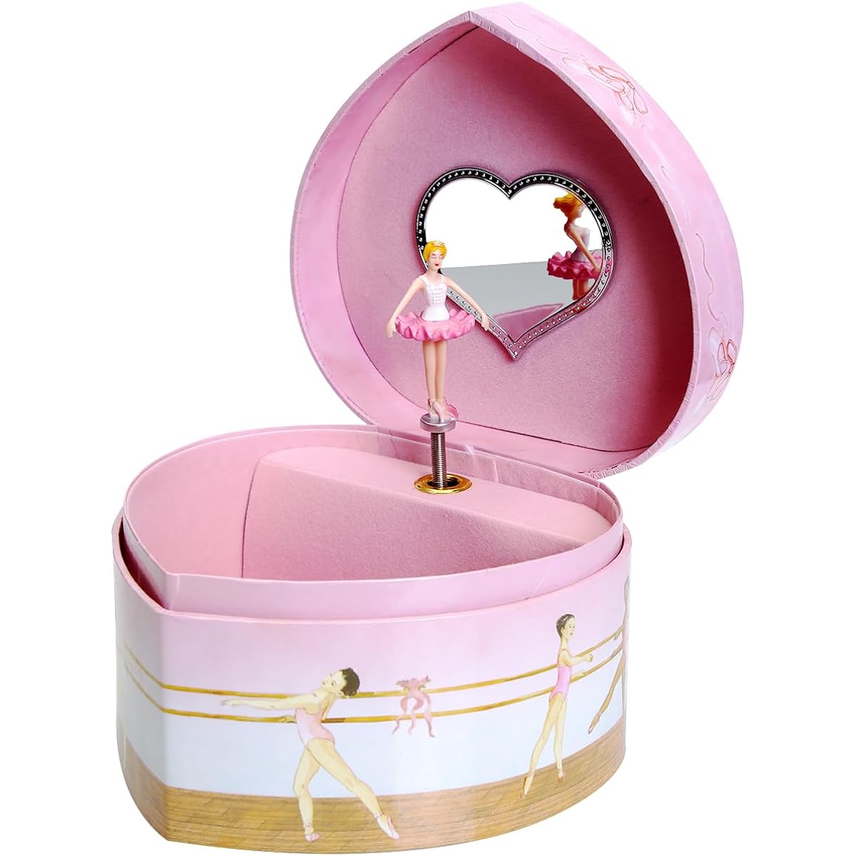 Enchantmints Ballerina Jewelry Box Girls Heart Shape Ballerina Swan Spin into Swan Lake