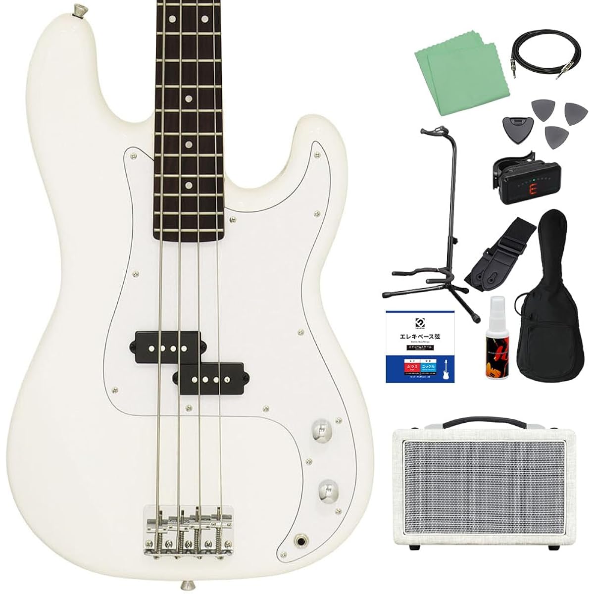 LEGEND LPB-Z WH Electric Bass Beginner 12-piece Set [Shimamura Music's best-selling bass amp included] Precision bass type P-bass White Legend