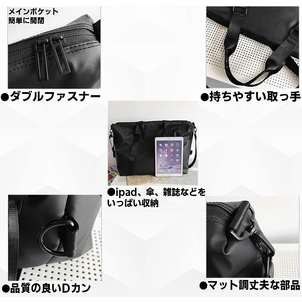 [Manatsulife] Boston Bag, Sports Bag, Lightweight, 30L, Gym Bag, Travel Bag, Unisex, Compact, Water Repellent, Handbag, Shoulder Bag, 2-Way, Lightweight, For Gym, Golf, One Night, Two Days, Travel, Golf, Return, Comes with Studs on the Bottom, Stain Resi