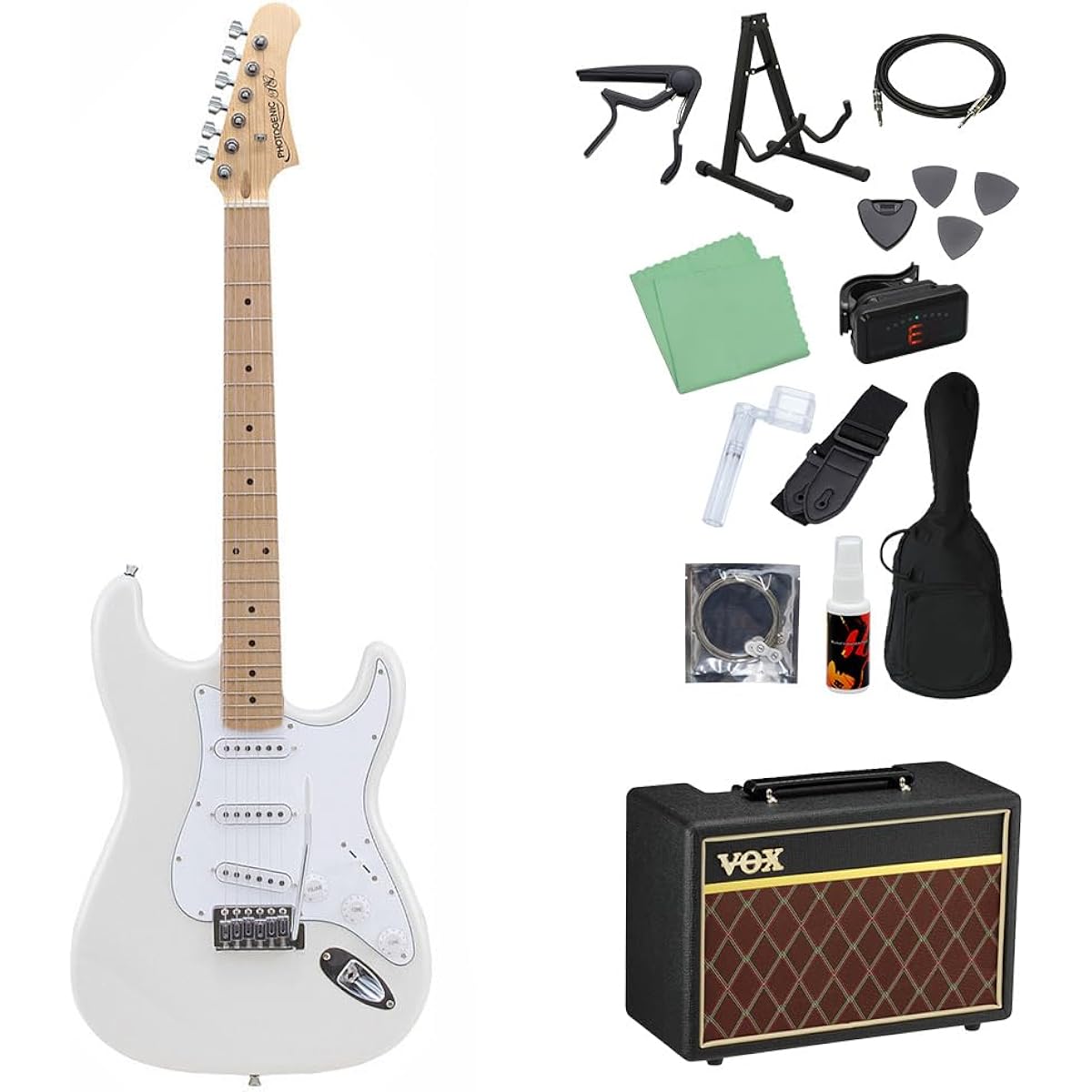 Photogenic ST-180M WH Electric Guitar Beginner 14-piece Set [With VOX Amplifier] Stratocaster Type Photogenic
