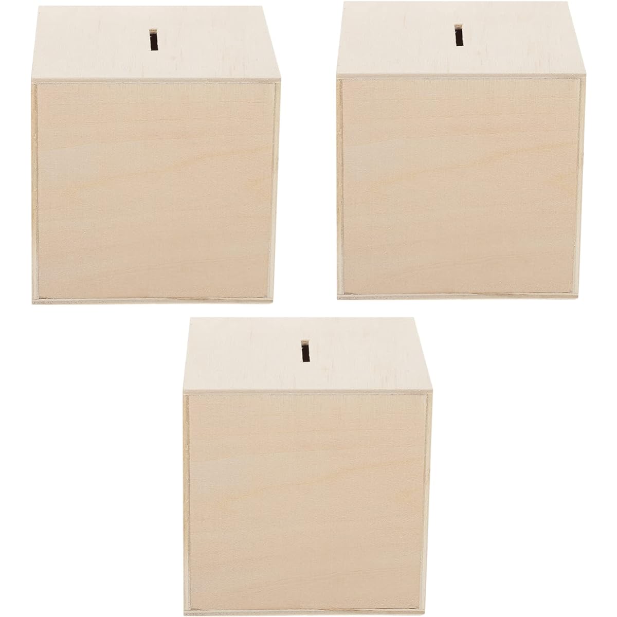 Toyvian 3Pcs DIY Unfinished Wooden Piggy Bank Wood Coin Bank Wood Change Box Paint Decor Assembled Box Craft Kit for Kids Adults Gift Table Decoration