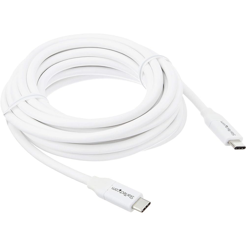 StarTech.com USB 2.0 Type-C Cable White 4m USB PD (Max 5A) USB-C/Male to USB-C/Male USB-IF Certified USB2C5C4MW