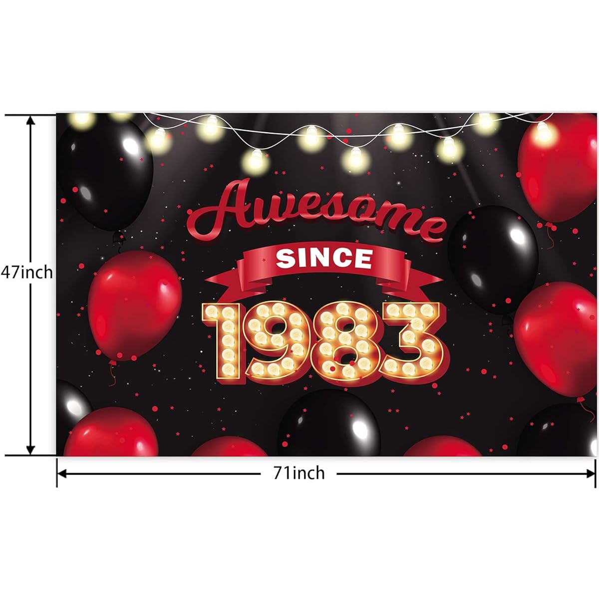 Awesome Since 1983 Happy 39th Birthday Banner Backdrop Red and Black Balloons Cheering 39th Theme Decoration Women Men 39th Birthday Party Birthday Supplies Decorative Backdrop Glitter Gold