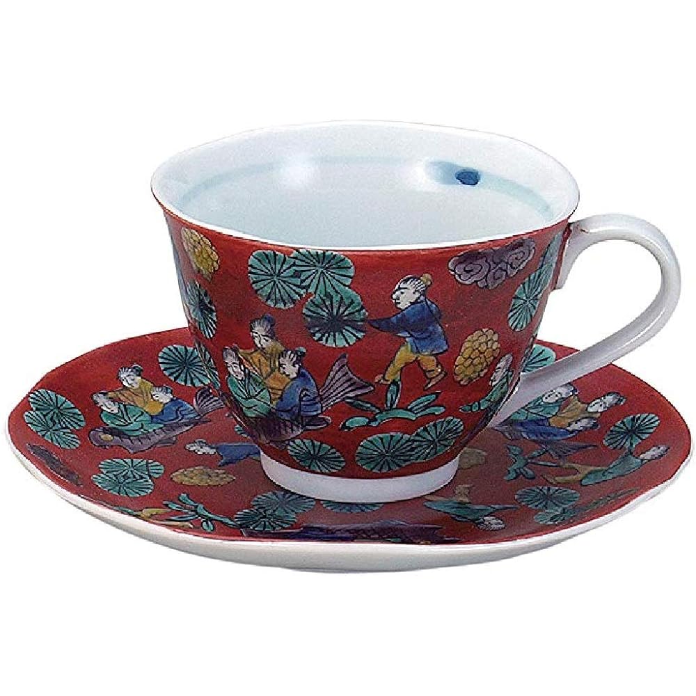 Kutani ware pair coffee wood rice/Yoshidaya
