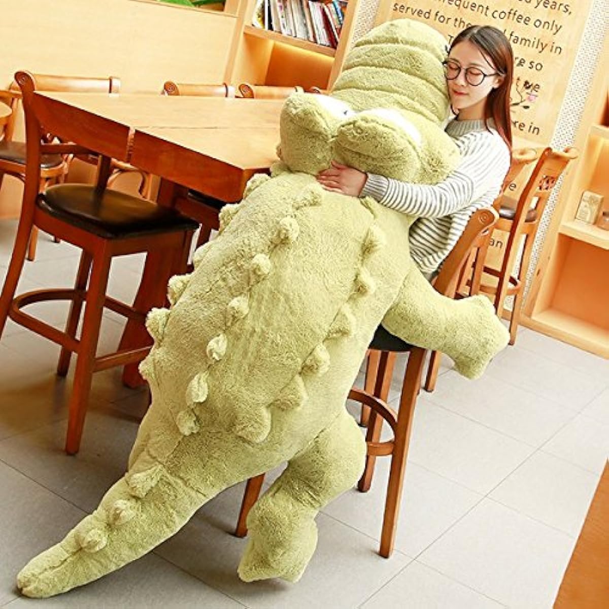 Extra Large Crocodile Plush Toy, Large Size Crocodile Body Pillow, Birthday/Decoration/Anniversary/Christmas/Photo Prop/Toy Gift (Green, 230cm)