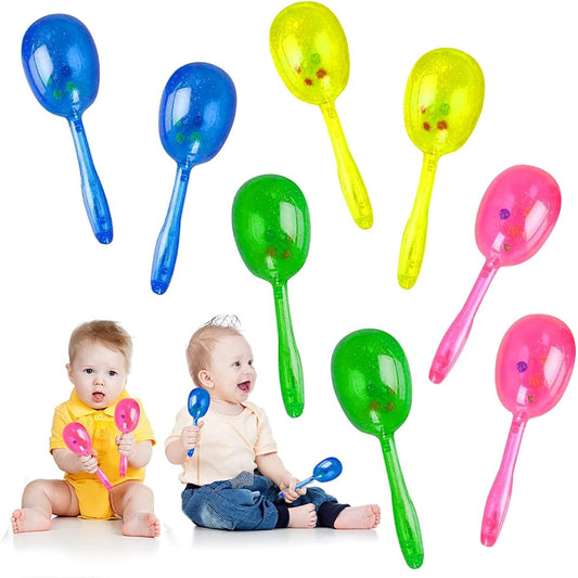 ArtCreativity 5.5" Glitter Maracas for Kids Set of 12 Neon Music Hand Shakers Fun Noise Makers Toys Musical Instruments Birthday Party Favors Fiesta Decorations Goodie Bag Fillers