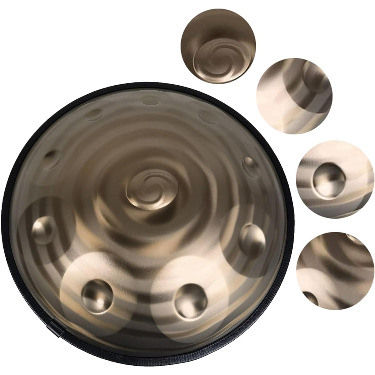 Handpan Drum Steel Drum Golden Spiral 432Hz/440Hz 10 Tones D3/A3/Bb3/C4/D4/E4/F4/G4/A4/C5 Soft Handpan Bag Included 2 Handpan Mallets Handpan Stand Dustproof Cloth (Size: 432Hz)