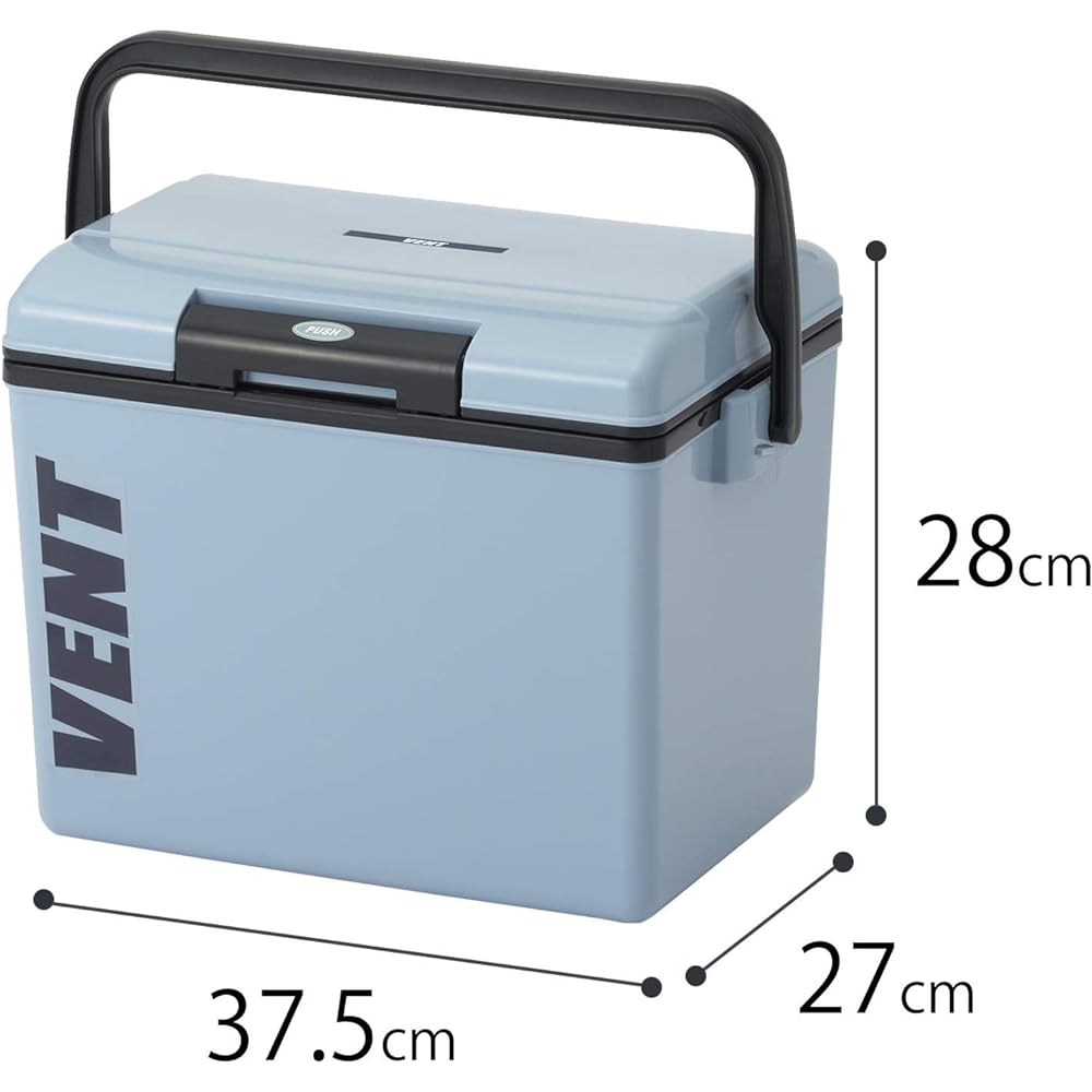 Sanka Bansereno Cooler box that can be opened and closed with one push, Ash Blue (Glossy) 13.5L, Lightweight design, Easy to clean with removable lid, Made in Japan, Fishing Cooler for Fishing, Camping, Club Activities (Width 37.5 x Depth 27 x Height 28c