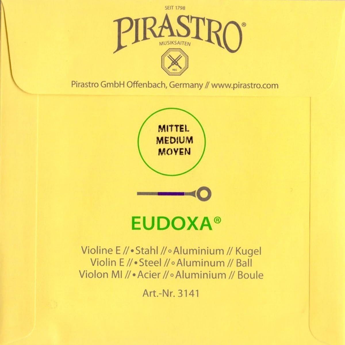 Violin string Oidoxa E (aluminum wound), A, D, G string set E string: Ball