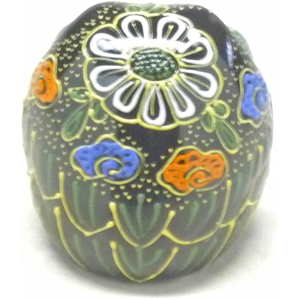 Kutani Ware Owl Owl Good Luck Ornament Deco-Mori Black Size 2.2