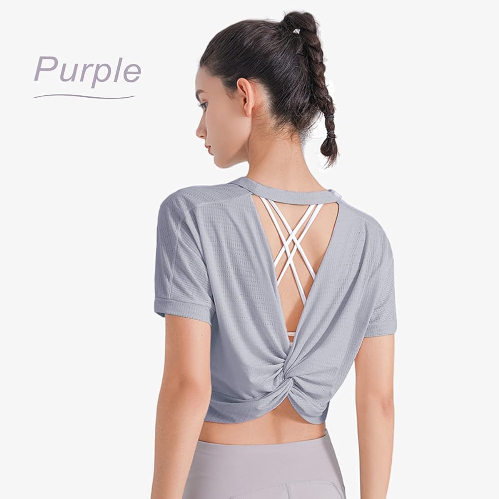 [VeroMan] Yoga Tops, Short Sleeve, Women's Yoga Shirt, Stylish, Fitness ppi-ssd11