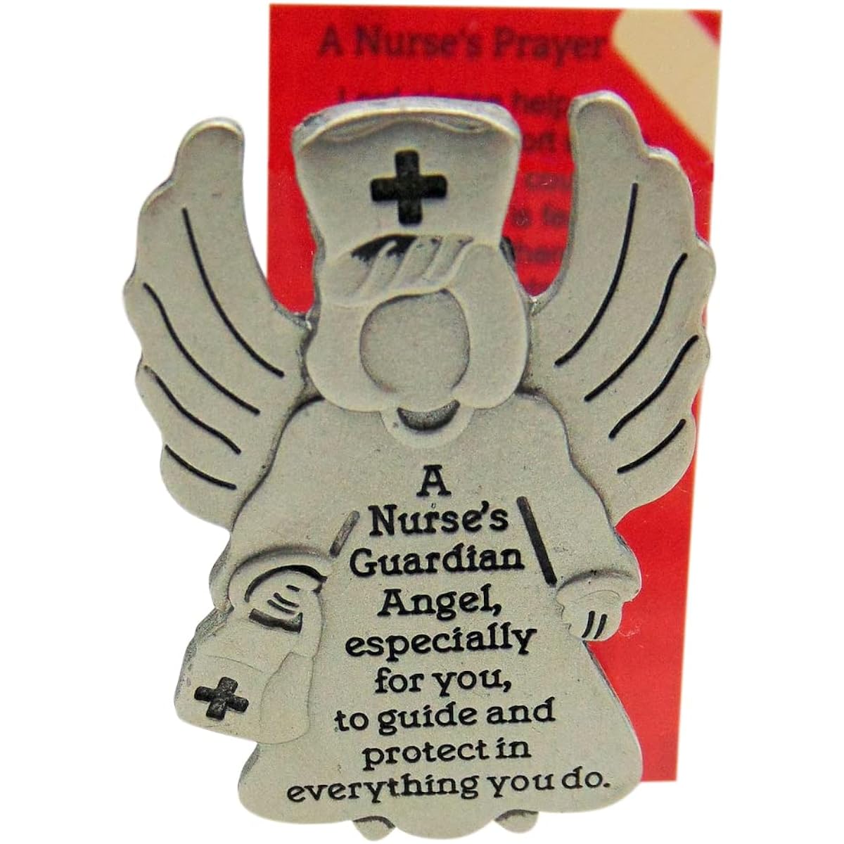 Westmon Works Nurse Visor Clip Guardian Angel Nurse Car Decoration Set with Prayer Card