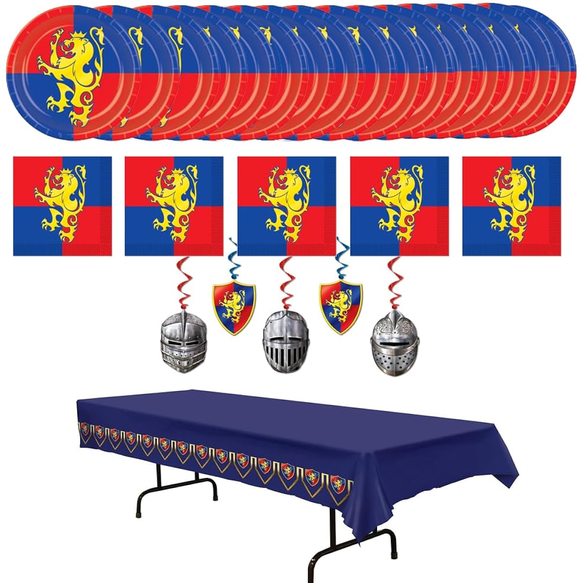 Medieval Knight Castle Plates, Napkins and Table Covers with Swirls 38 Piece Set