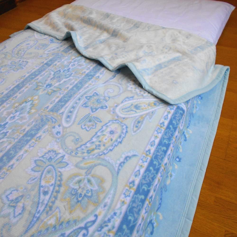 New Meyer cotton blanket, paisley pattern, single size, made in Japan (blue)