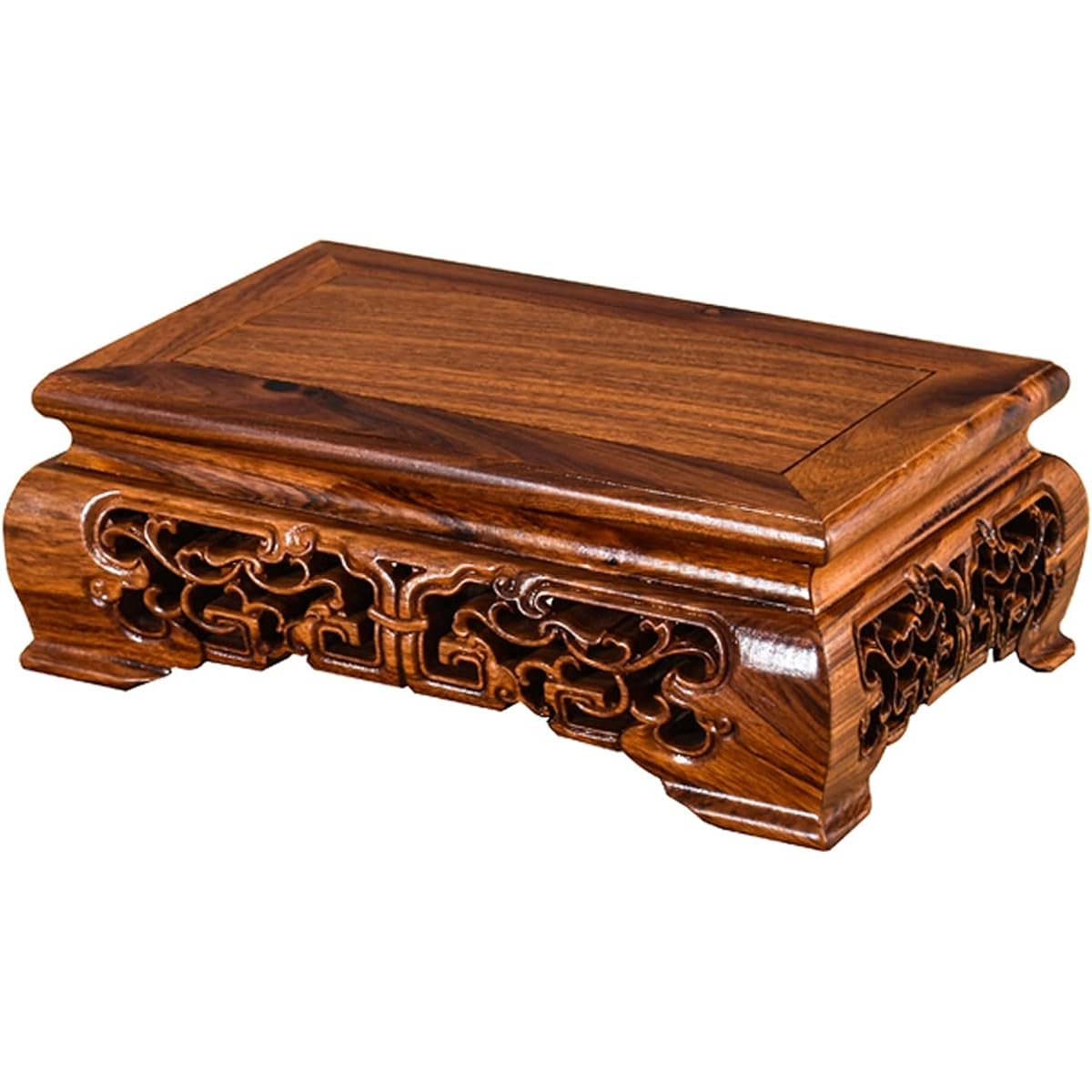 Furniture Wooden Display Stand Wooden Vase Base Hollow Carving Base Family Exquisite Ornaments, Buddha Statue Ornaments Base Vase Pot Guanyin Lotus Handicraft Ornaments Bracket Teapot Vase Bonsai Base (Color: A) (B)