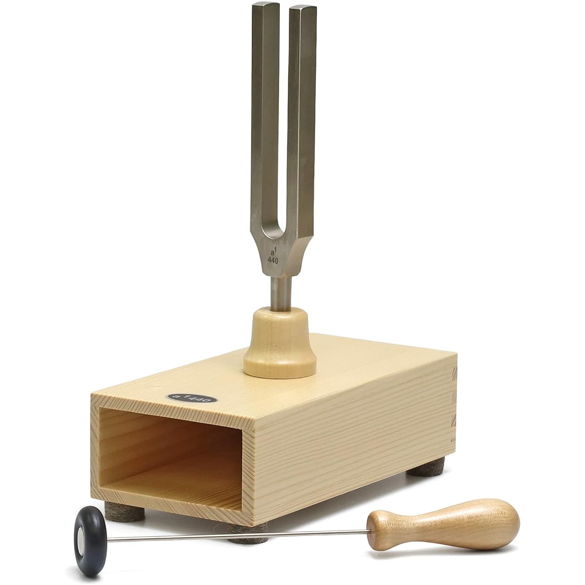 Tuning fork with resonator box, long-lasting sound, ideal for science experiments on sound - Tuning fork and hard resonator box (with soft tapping rod)