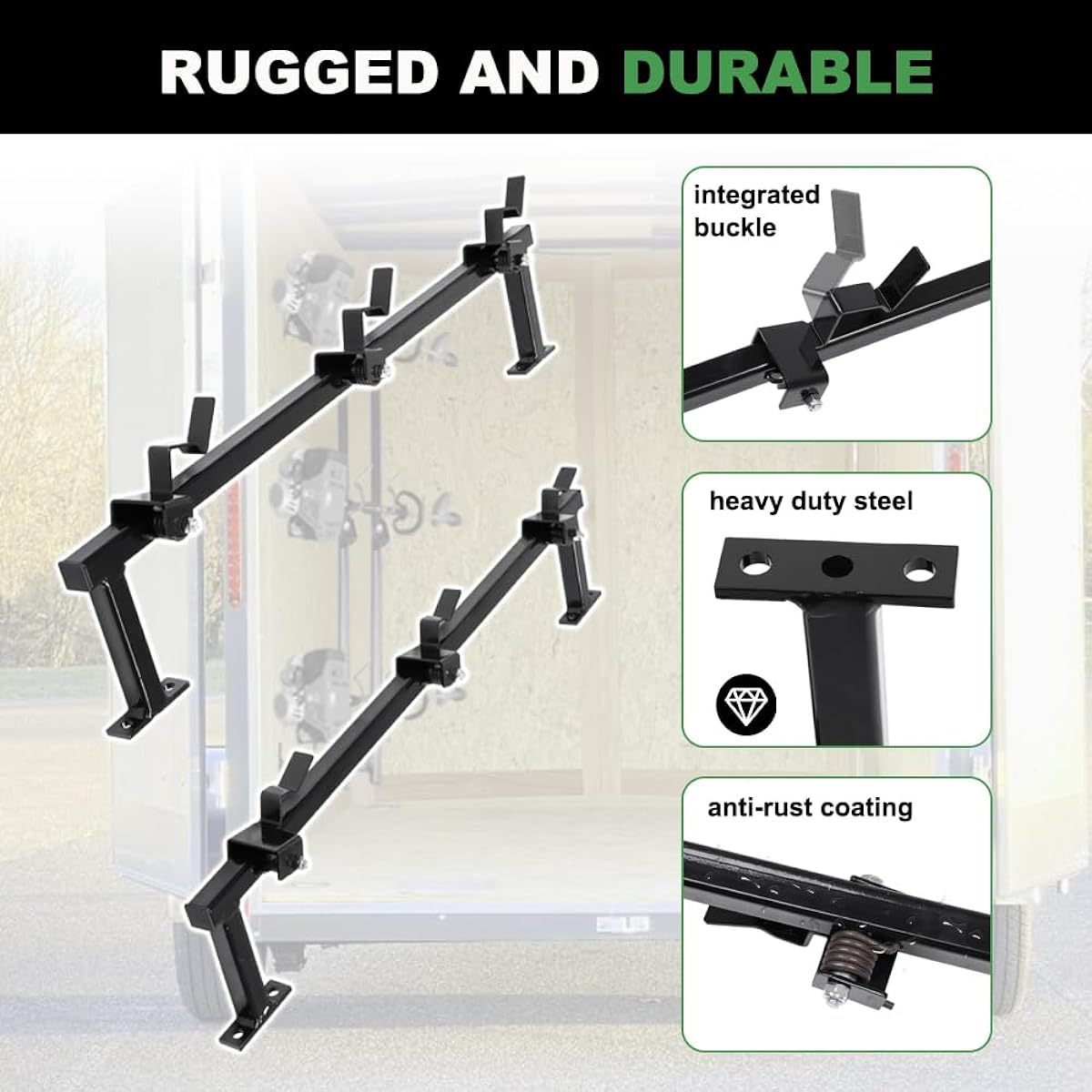 vikofan Trimmer Rack 3-Place Trimmer Rack for Enclosed Trailers Wall Trimmer Rack Weeder Rack with Lock