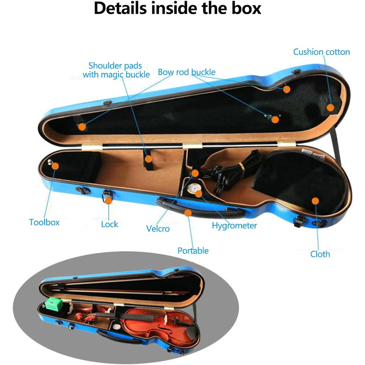 Violin Case Full Size 4/4 Carbon Fiber Full Size Violin Box Carry Protect Violin White Black Color,Black