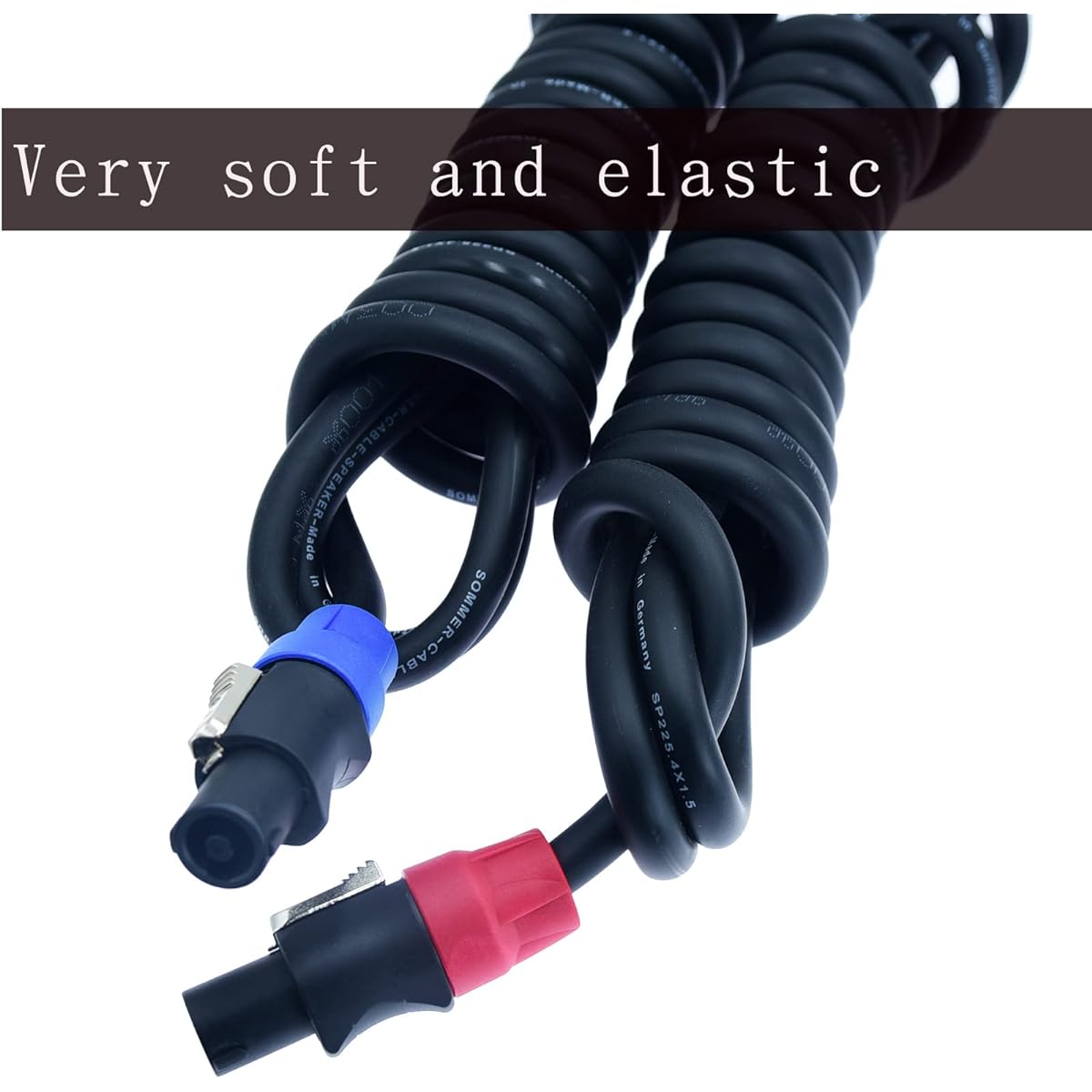 Speak on Professional Speakon - 1/4" TS Speaker Cable for PA Jack Pair 18AWG Gauge Male Audio Port Plug Amplifier Connection DJ AMP Heavy Duty Bosina Cord Wire Feet with Twist Lock (6 Feet) Set of 2