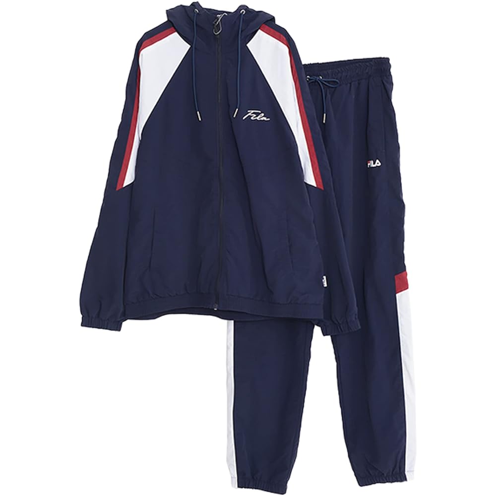 [Fila] Jersey Top and Bottom Set, Nylon Fitness Training Wear, Track Jacket, Running Wear, Color Switching, Big Silhouette, Long Sleeve, Shaka Shaka Jersey