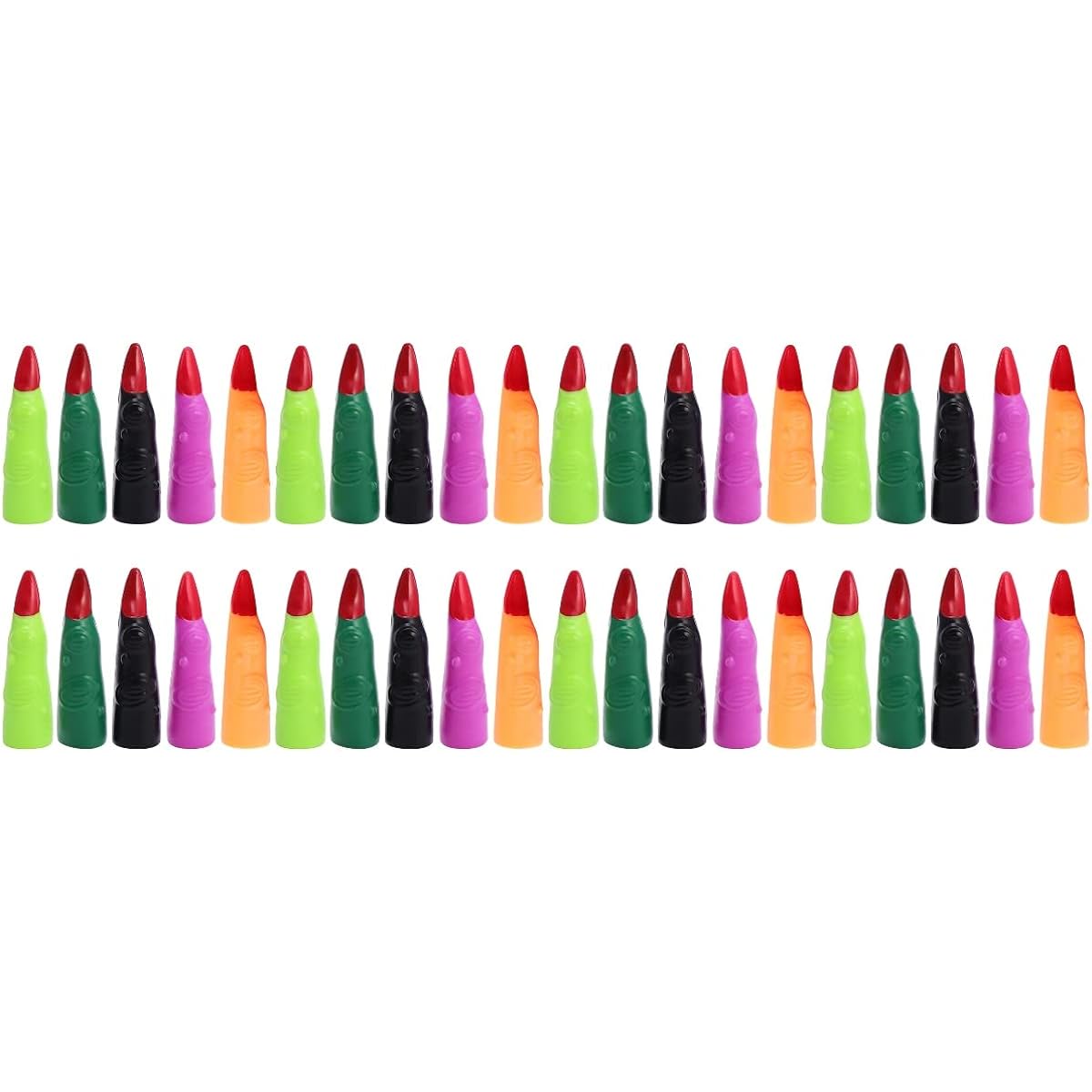 Lurrose Halloween Witch Finger Covers, 40pcs Colorful Halloween Spooky Scary Witch Nails Fake Finger Nails Zombie Nails Prank Props for Halloween Cosplay Costume Party