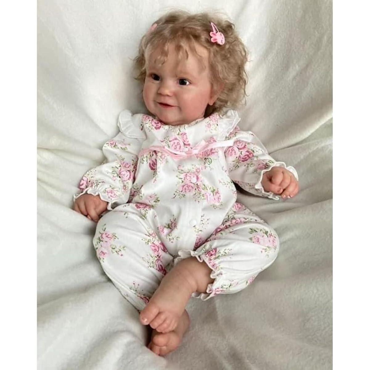 Lonian 60CM Freshman Children's Cute Girl Doll Trend, Golden Hair Curl, Soft Body Hug Doll (Brown Eyes)