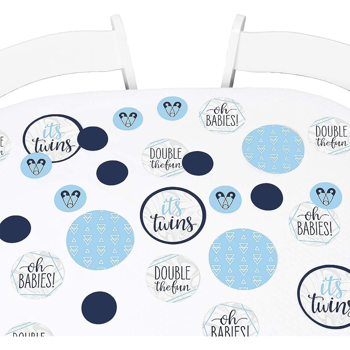 Big Dot of Happiness It's Twin Boys - Blue Twins Baby Shower Giant Circle Confetti - Party Decorations - 27 Large Confetti