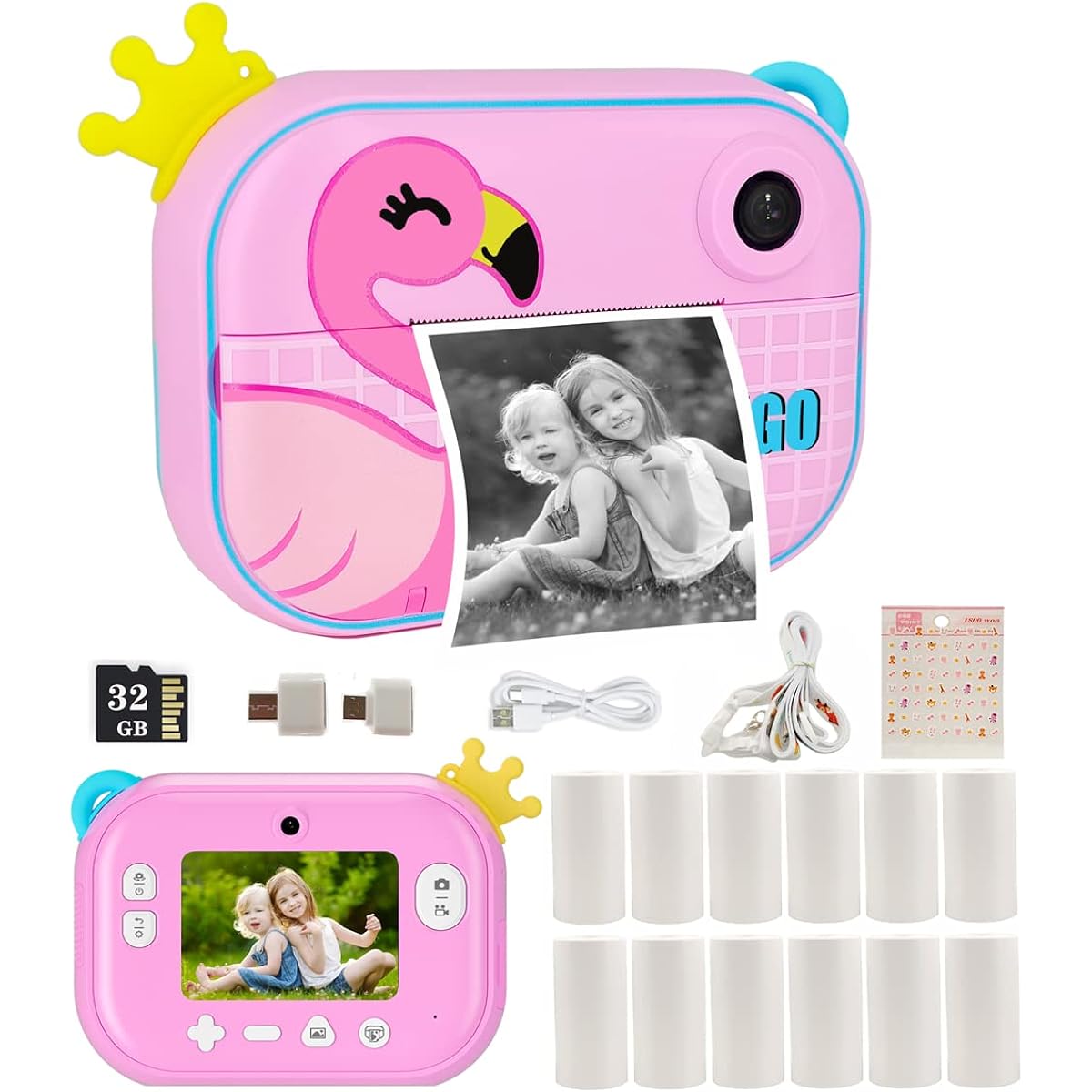 seelaugh Kids Camera Instant Print Digital Camera for Girls Christmas Birthday Gift Purple Instant Camera for Toddlers Kids Ink Zero Print Photo Toy Camera with 12 Rolls of Refill Paper and 32G SD Card