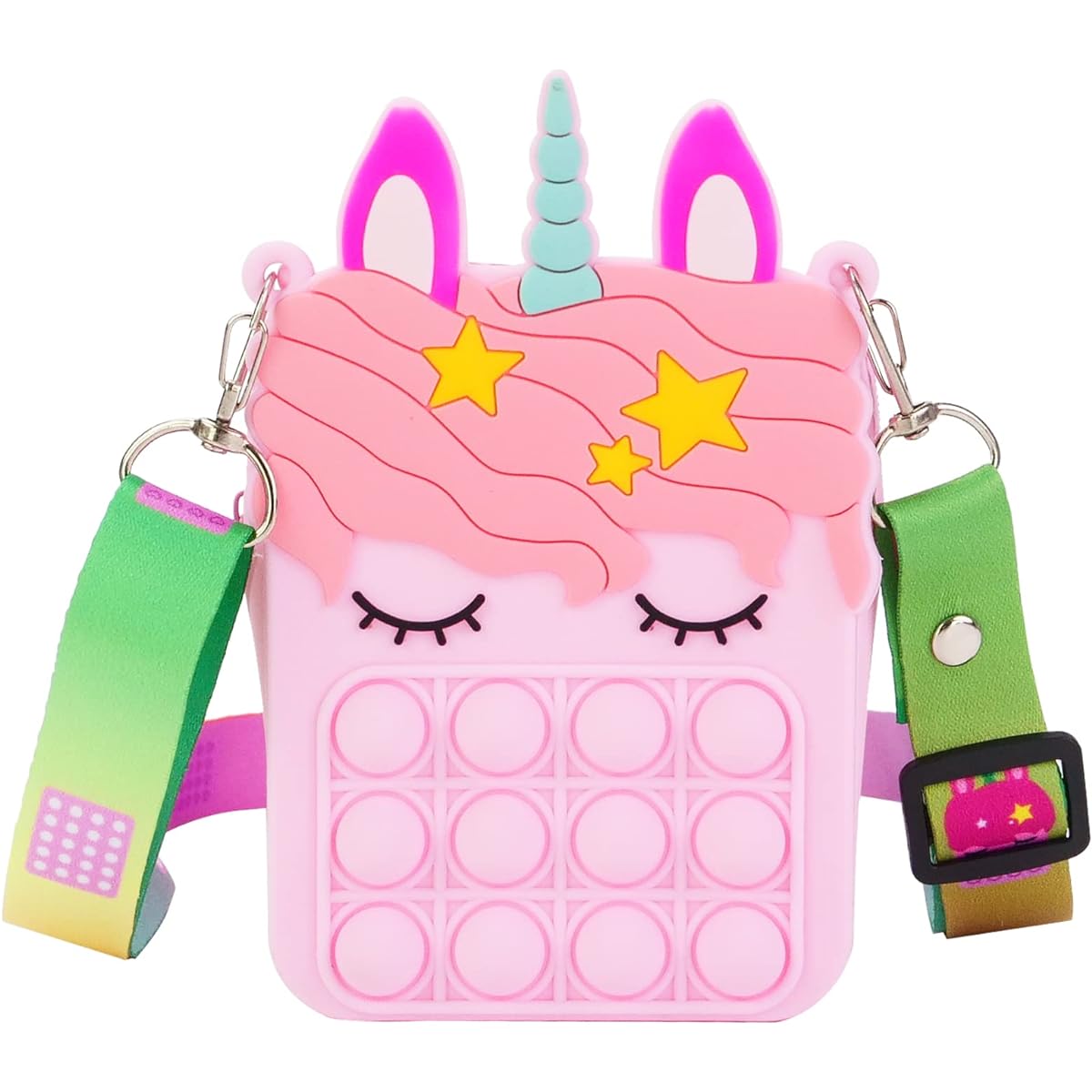 Abscalar op Fidget Toy Shoulder Bag - Fidget Girl Bag Wallet - Kids Stress Relief Fidget Toy - Pop Fidget Messenger Bag Toys Christmas Popular Birthday Party Gift - Pink