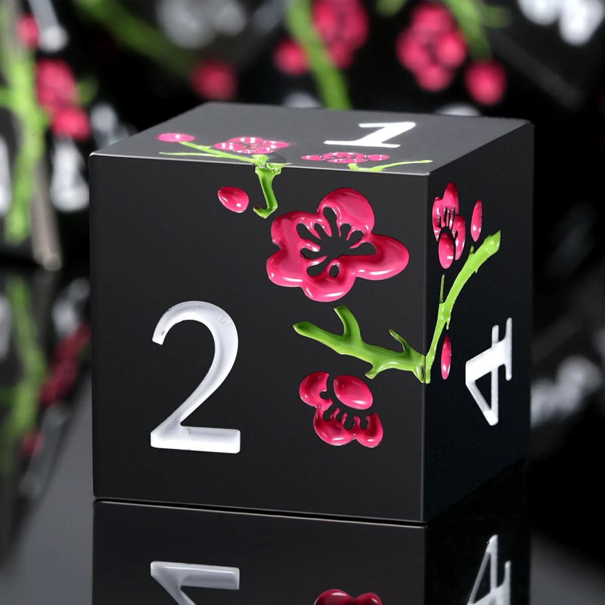 Futhark Plum Blossom DND Dice: Polyhedral Dice Set for Dungeons & Dragons RPG Board Games - 7 Piece Sharp Edge DND Dice Set with Beautiful Art