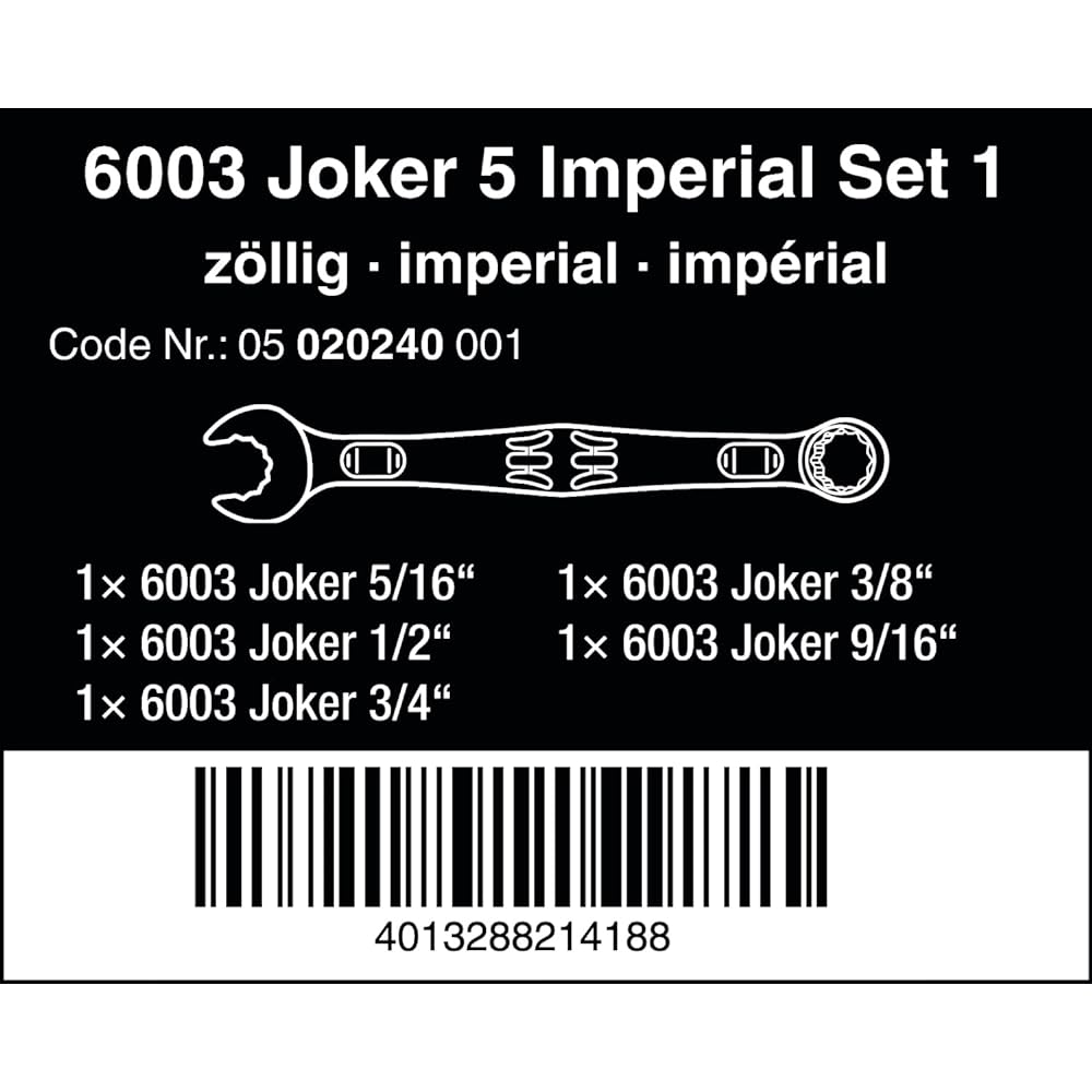 Wera 05020228001 | 6003 Joker 4 Set 1 Ring Spanner Set, 4 Piece Combination Wrench Set with Compact Tool Pouch