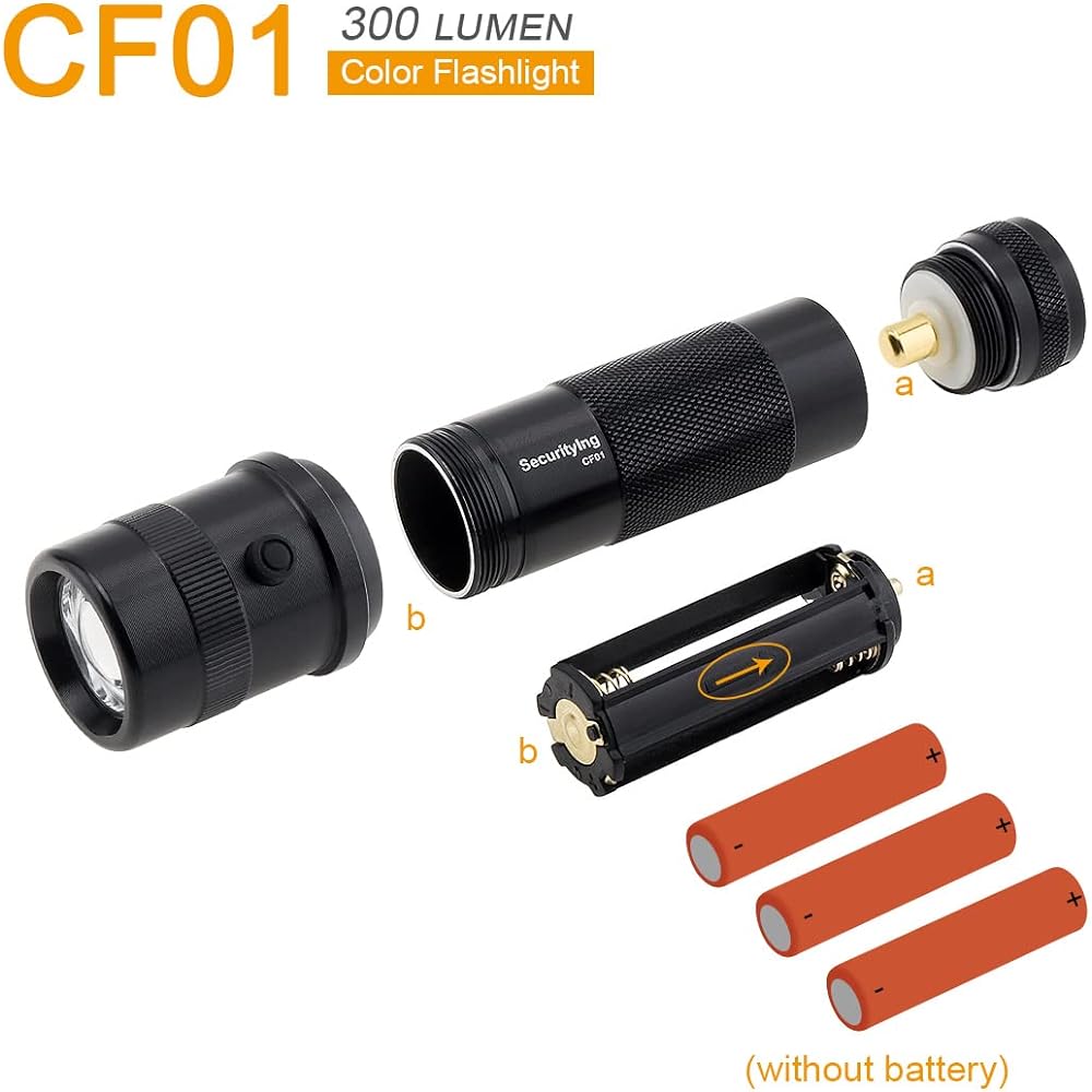 SecurityIng CF01 10 Colors Flashlight Battery Operated 300 Lumens Flashlight LED Flashlight IPX4 Waterproof with Handheld Disaster Prevention Outdoor Camping Climbing Night Fishing Walking AAA Batteries (Batteries Sold Separately) (Silver)