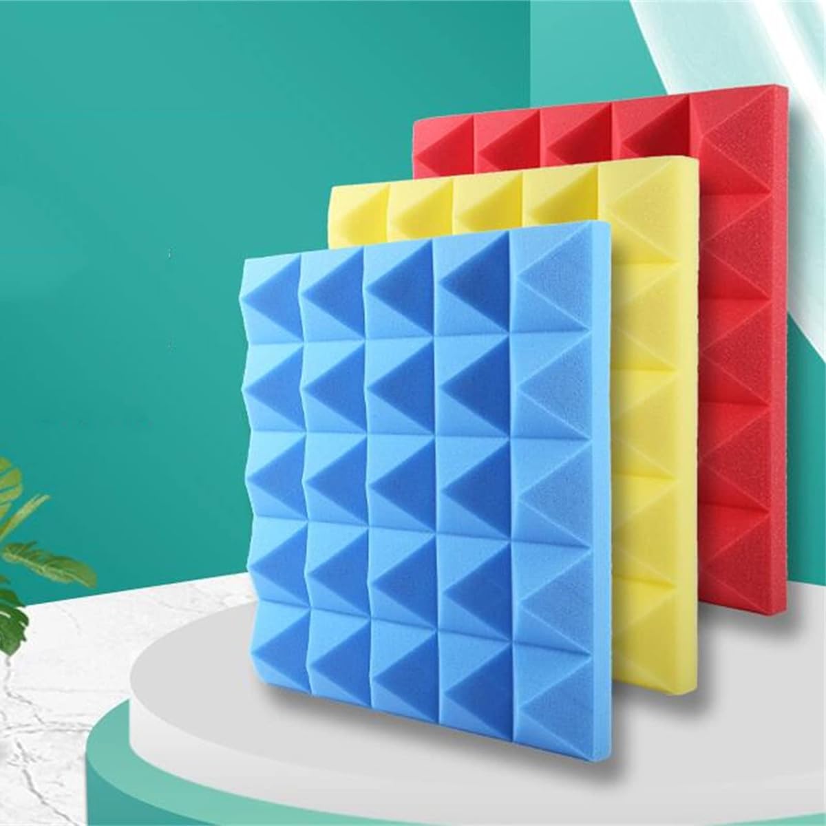 Acoustic Foam Tiles Soundproof Studio Foam Panels Easy to Install Soundproof Foam for Cinema Studio KTV (E 50*50*8CM) (G 50*50*8CM)