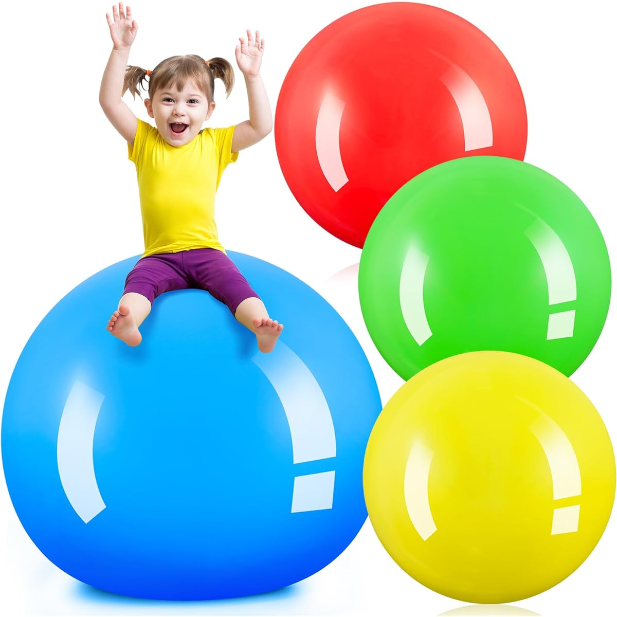 Jenaai Large Bounce Ball Giant Beach Ball Large Inflatable Kick Ball Outdoor Exercise Ball Jumping Hopping Ball Bounce Ability on Any Terrain Game Sports Theme Birthday Party Decoration