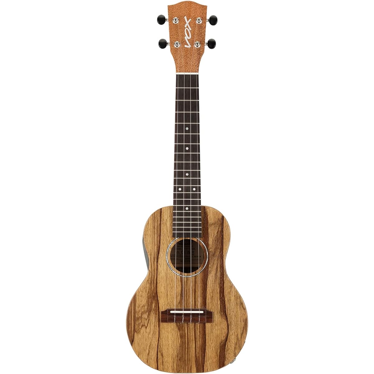 VOX concert ukulele, made in Japan, built-in preamp, gear pegs, carry bag included, VUP-33-CBL Black Limba