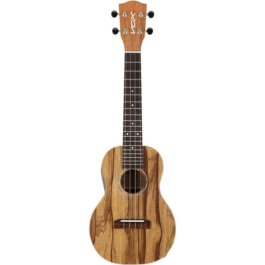 VOX concert ukulele, made in Japan, built-in preamp, gear pegs, carry bag included, VUP-33-CBL Black Limba