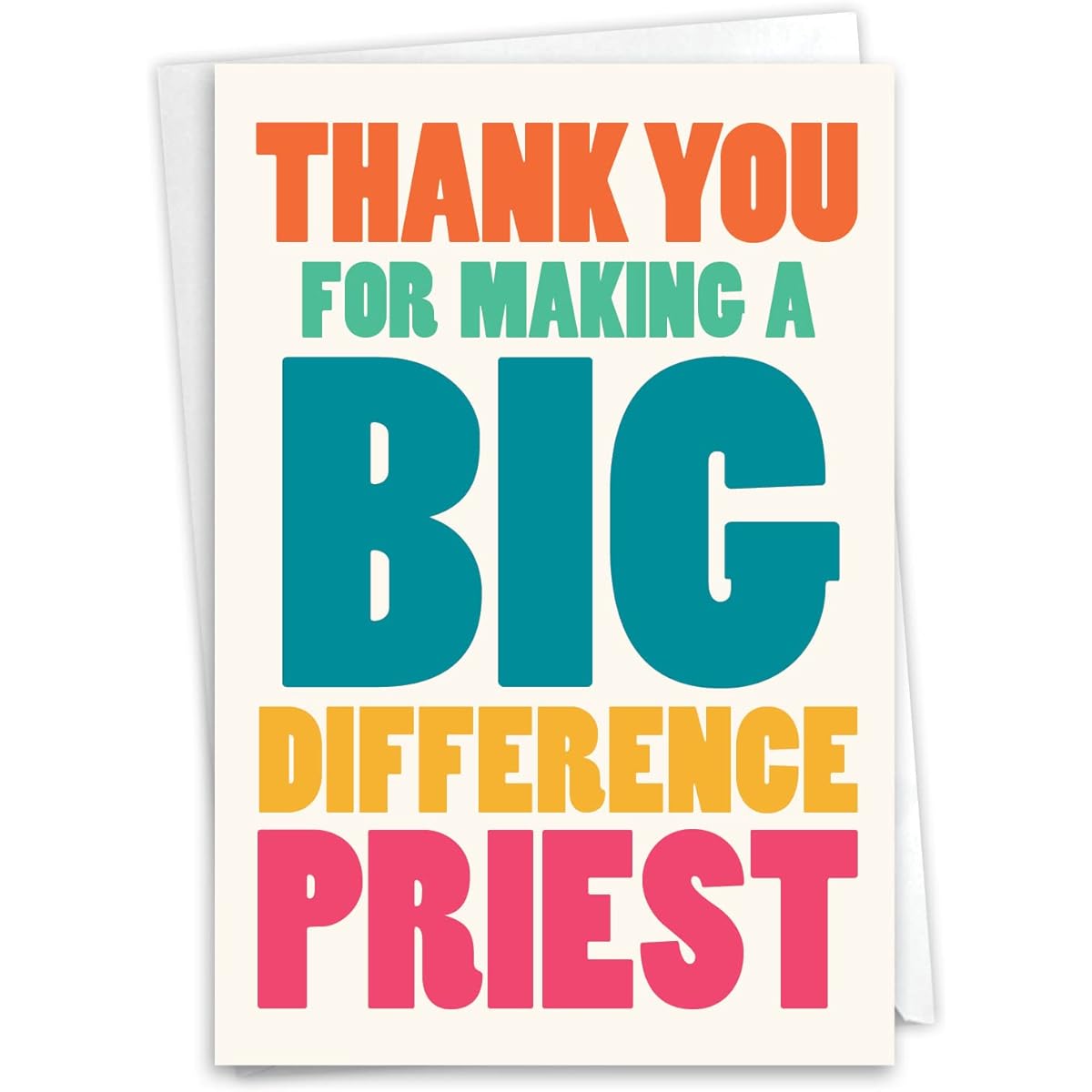 NobleWorks Humorous Thank You Greeting Card with 5 x 7 Inch Envelope (1 Card) Big Difference Priest C8204TYG