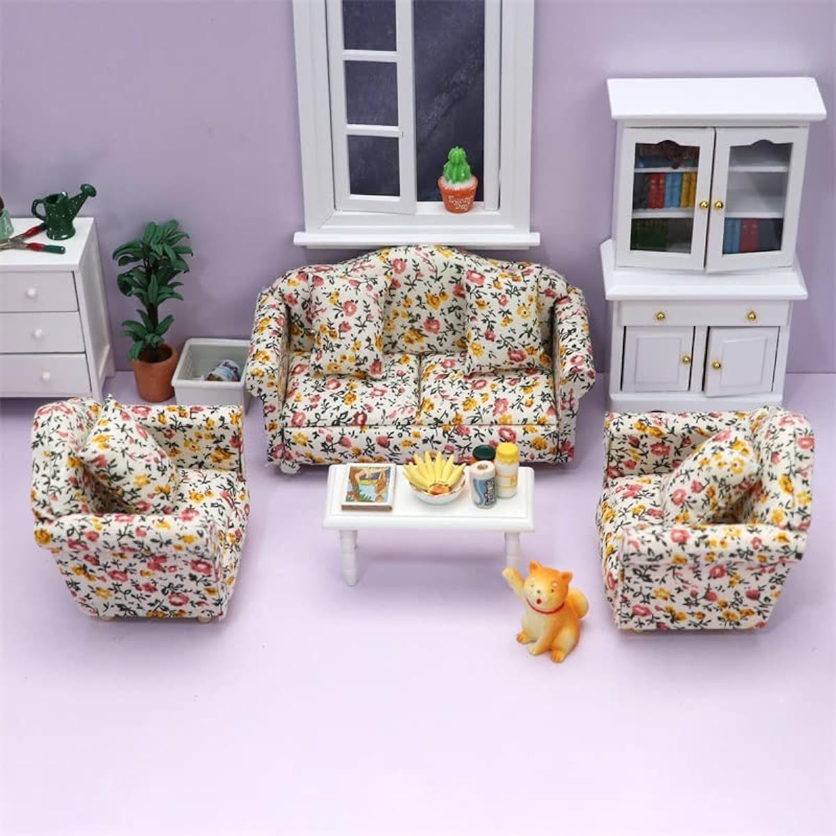 Tnfeeon Miniature Sofa Dollhouse Decoration Dollhouse with Mini Pillow for Dollhouse