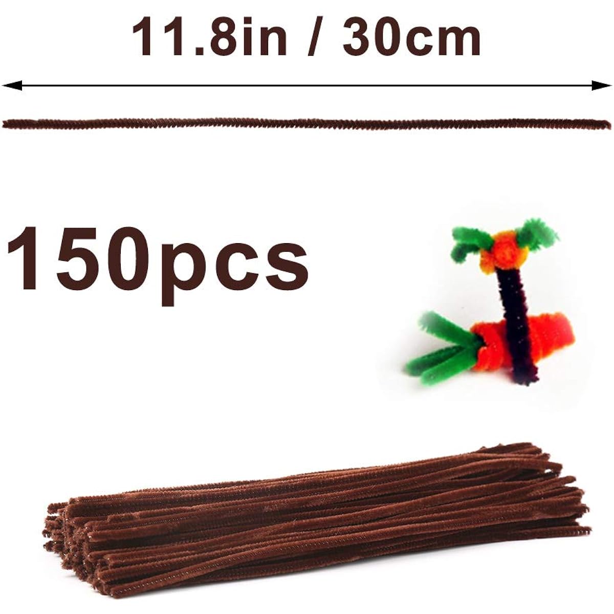 150 Pieces Dark Brown Pipe Cleaners, Pipe Cleaners Chenille Stems, Craft Pipe Cleaners, Art Pipe Cleaners, Pipe Cleaners in Bulk, Creative Home Arts & Crafts Projects Decoration Supplies