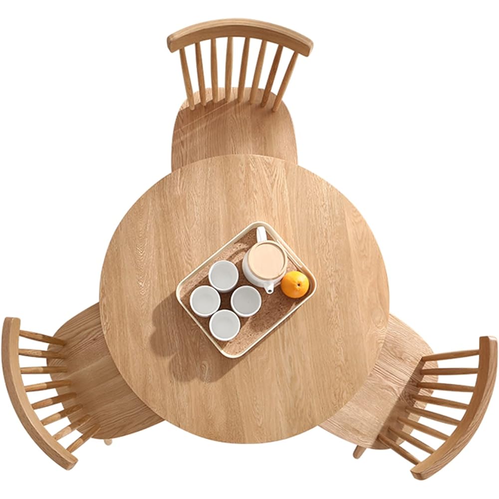 MU RONG Dining Table, Round Table, Round Table, American Oak Wood, Solid Wood, Popular, Round Table, Diameter 60cm, For 2 to 4 People