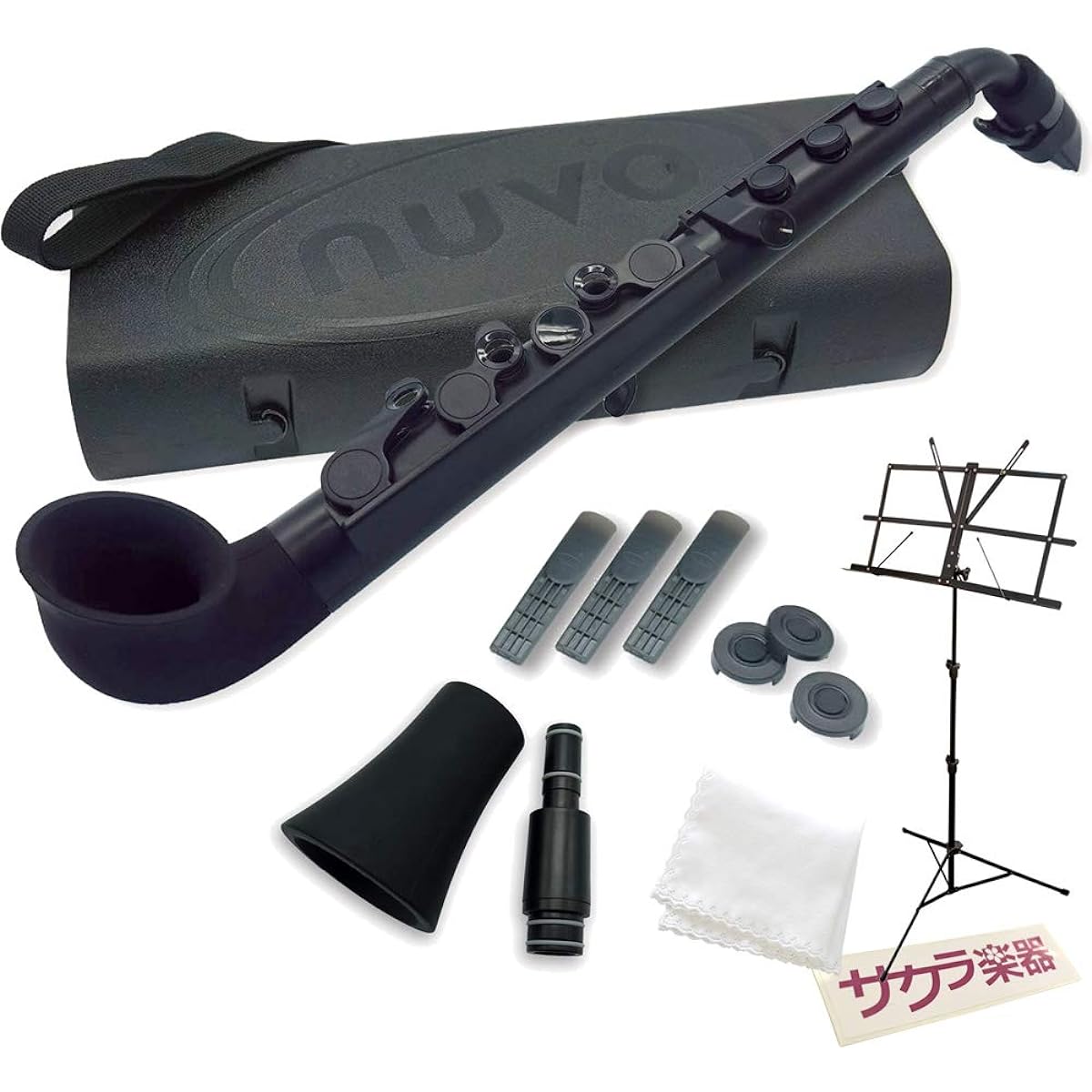 Nuvo Plastic Saxophone jSAX Black/Black Black/Black Sakura Instrument Original Straight Kit Set