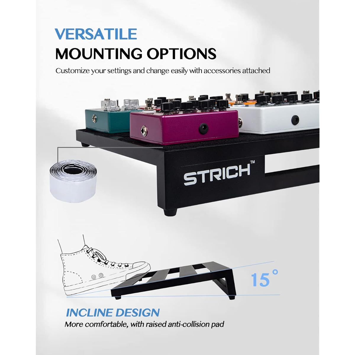 STRICH Guitar Pedal Board Aluminum Alloy 1.47KG Lightweight Pedal Board 72 x 35CM Extra Large Effector Board with Carry Bag STANDARD 28 (Angle)