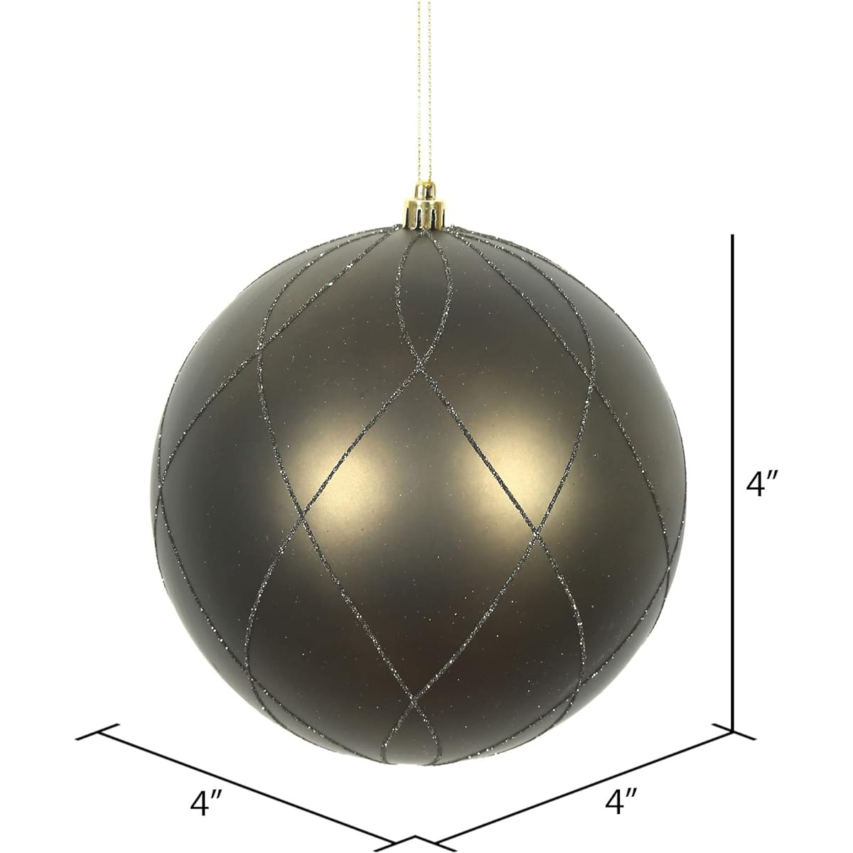 Vickerman 4" Gunmetal Matte & Glitter Swirl Ball Ornaments, Box of 4